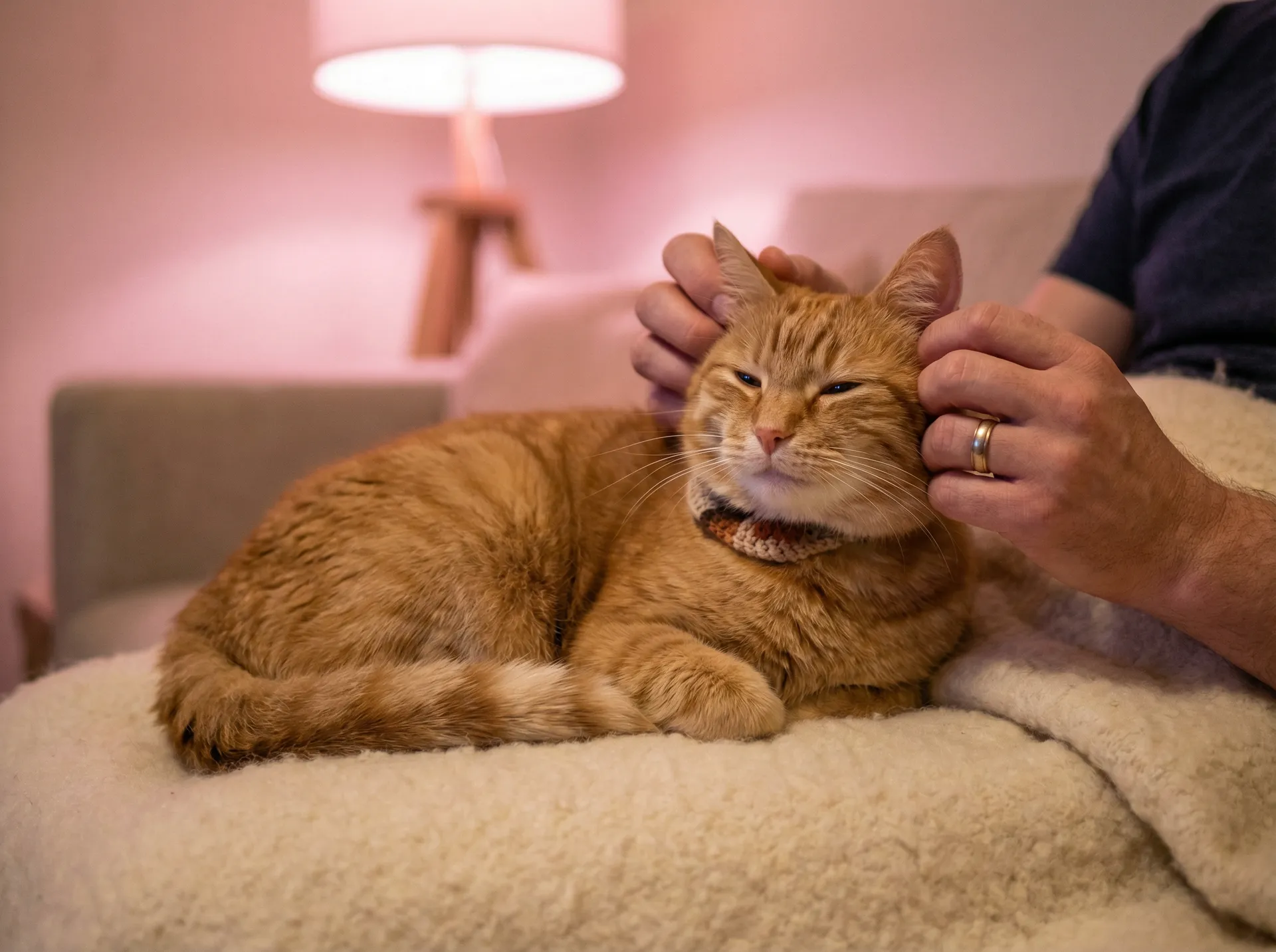 猫咪被温柔抚摸的幸福时刻 - 年轻的妈妈