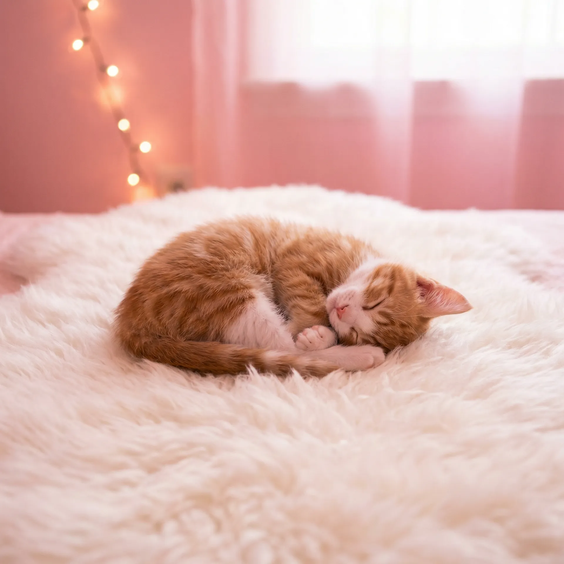 小猫蜷成一团入睡 - 年轻的妈妈