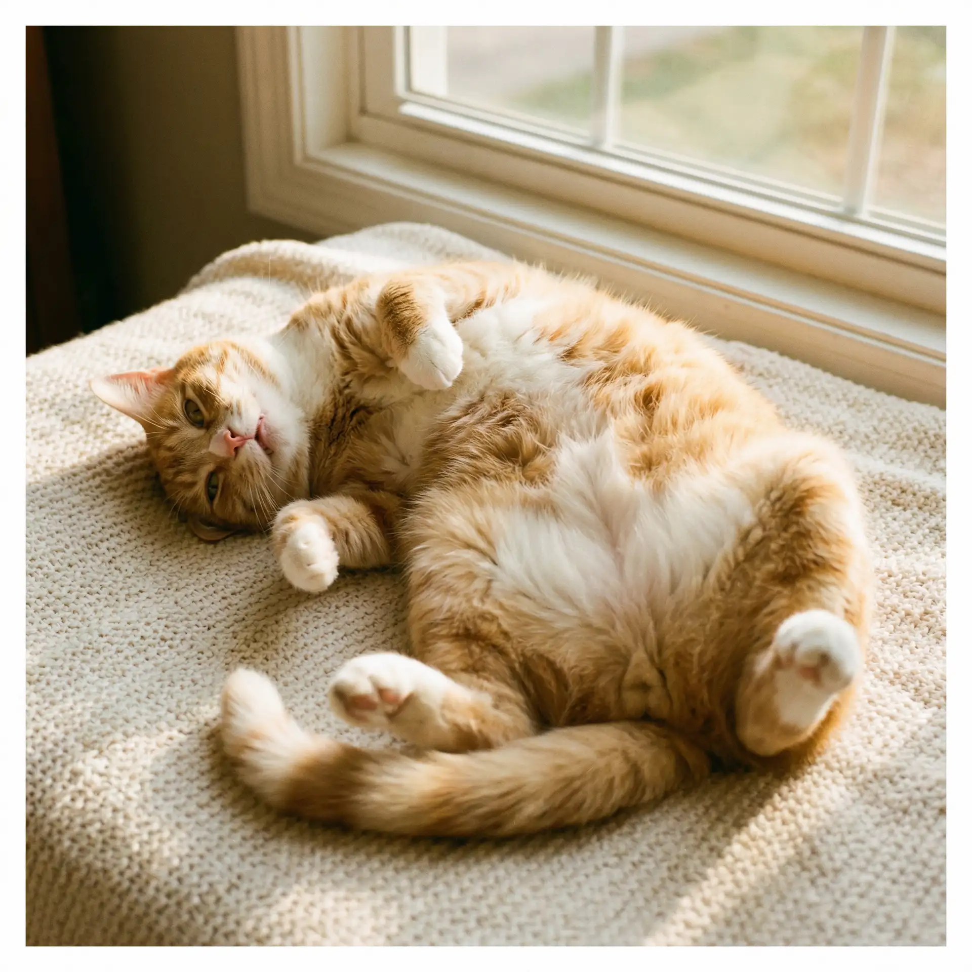 猫咪仰躺露出肚皮 - 年轻的妈妈